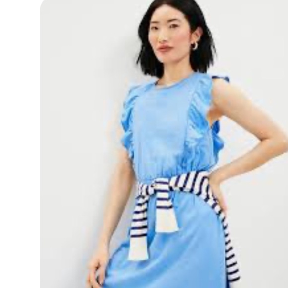 LOFT Ruffle Blue Dress - Picture 1 of 16